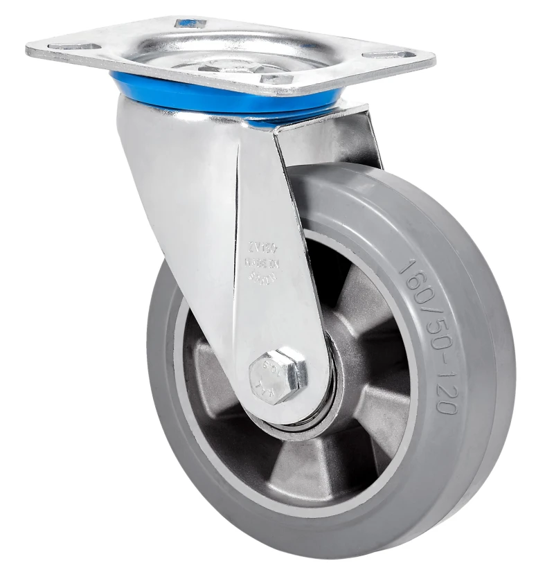 Rueda para mobiliario clínico hostelería colectividades bloqueo direccional goma termoplástica gris Alex