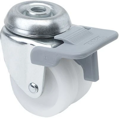 Rueda mueble auxiliar giratoria con freno polipropileno Alex
