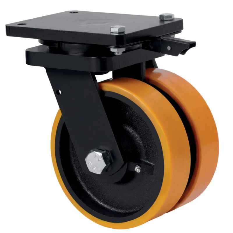 Rueda industrial con freno alta carga goma Alex
