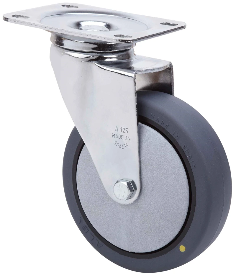 Rueda industrial giratoria con freno alta carga goma Alex