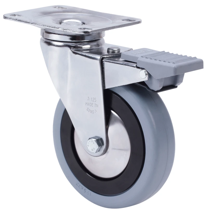 Rueda hospital giratoria con freno poliamix Alex