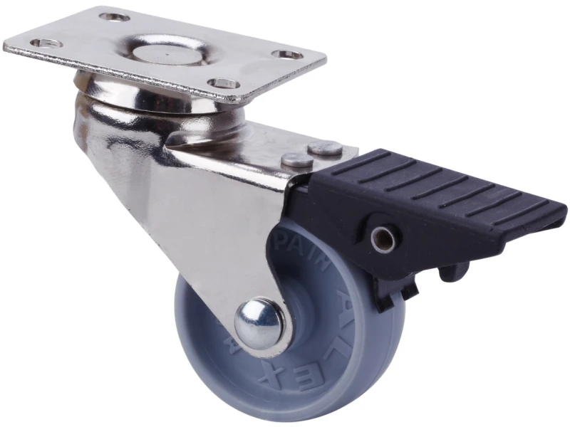 Rueda mueble auxiliar giratoria con freno polipropileno Alex
