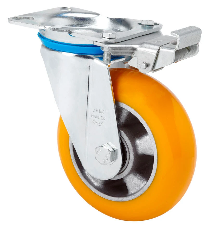 Rueda alta carga sector naval ferroviario giratoria con freno Nylon fundido extrafuerte Alex