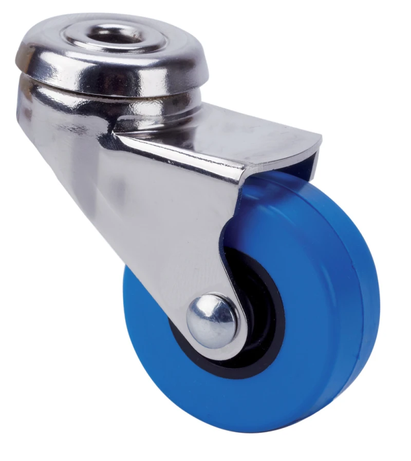Rueda para muebles auxiliares decoración expositores agujero poliuretano inyectado azul Alex
