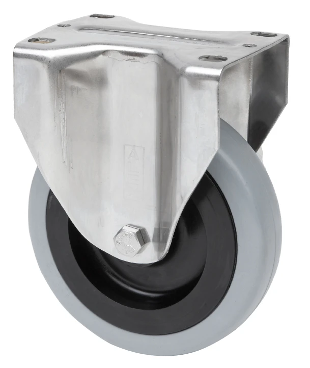 Rueda inoxidable fija con freno goma Alex