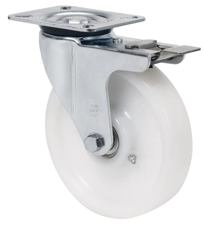 Rueda industrial bloqueo industrial alta carga poliuretano verde fundido Alex