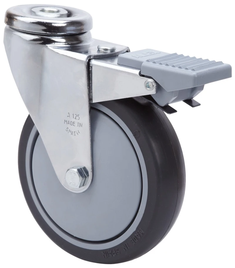 Rueda para camilla de hospital giratoria con freno goma Alex