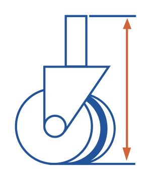 Altura total espiga rueda doble
