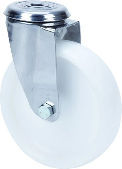 Rueda de acero inoxidable alimentación químicas roll-tainers frigoríficos alta y media carga agujero poliamix blanco Alex