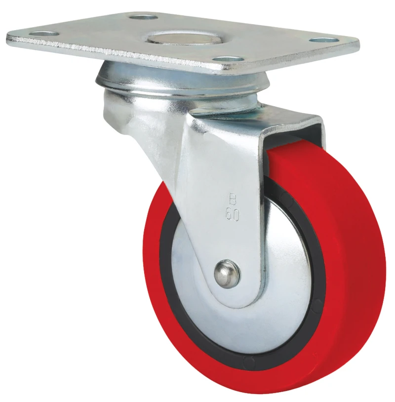 Rueda para muebles auxiliares decoración expositores giratoria poliuretano rojo Alex