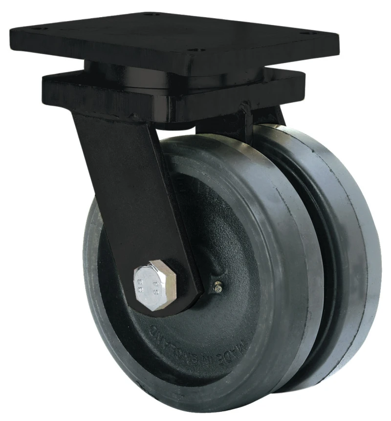 Rueda industrial alta carga muelle resistente fija goma negra natural Alex