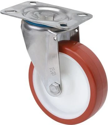 Rueda inoxidable giratoria poliuretano Alex