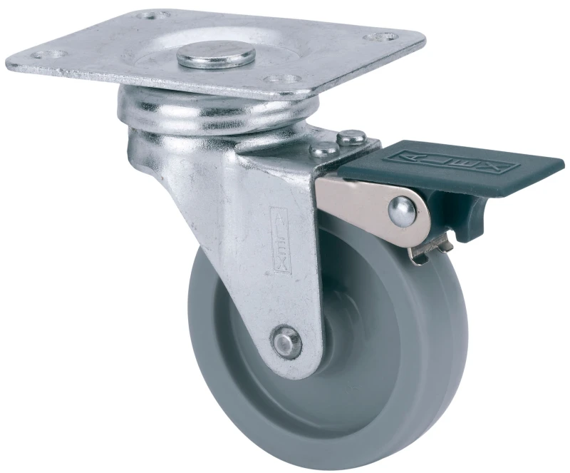 Rueda mueble auxiliar giratoria con freno polipropileno Alex