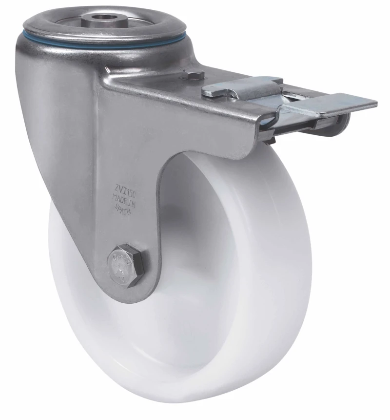 Rueda inoxidable giratoria con freno poliamix Alex