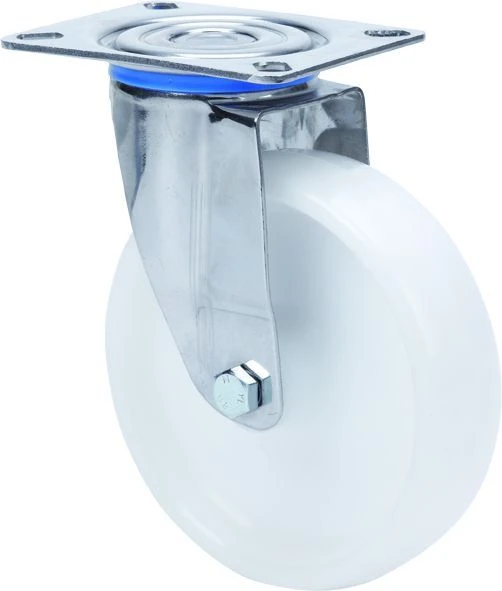 Rueda de acero inoxidable alimentación químicas roll-tainers frigoríficos alta y media carga giratoria poliamix blanco Alex