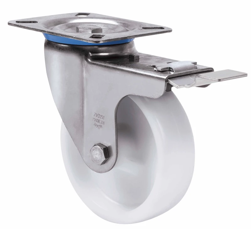 Rueda inoxidable giratoria con freno poliamix Alex
