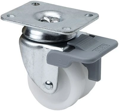 Rueda mueble auxiliar giratoria con freno polipropileno Alex