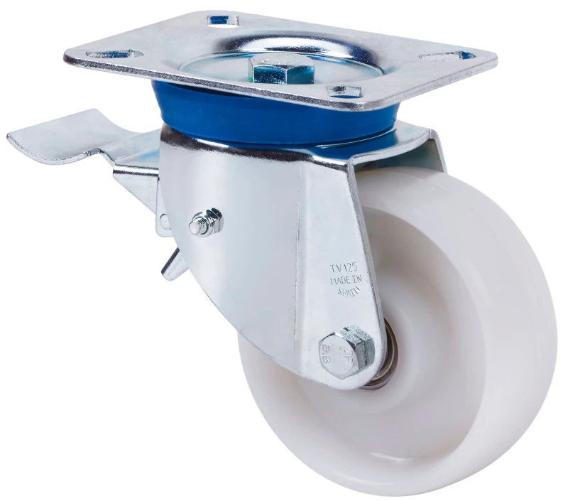 Rueda industrial giratoria con freno alta carga nylon Alex
