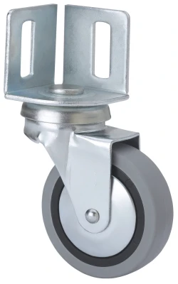 Rueda para muebles auxiliares decoración expositores espiga con angulo ranurado para estanterías goma gris inyectada Alex