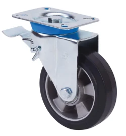 Rueda industrial giratoria con freno carga goma Alex