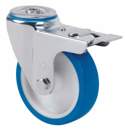 Rueda inoxidable alta carga giratoria con freno poliuretano Alex