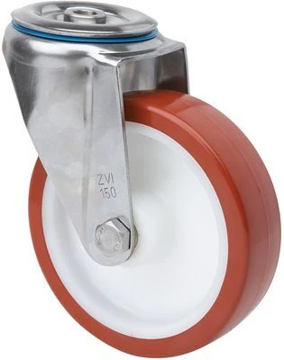 Rueda inoxidable giratoria poliuretano Alex