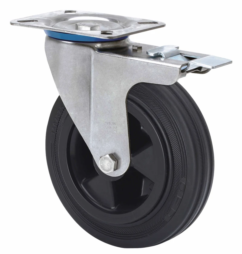 Rueda inoxidable giratoria goma Alex