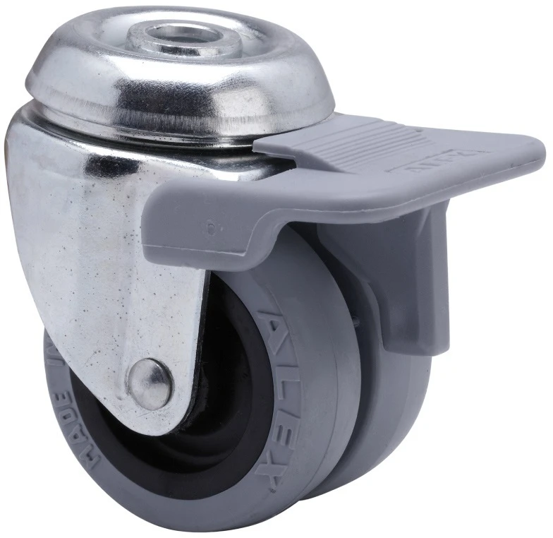 Rueda mueble auxiliar giratoria con freno goma Alex