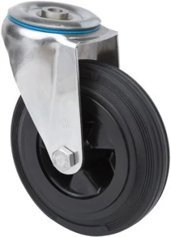 Rueda inoxidable giratoria goma Alex