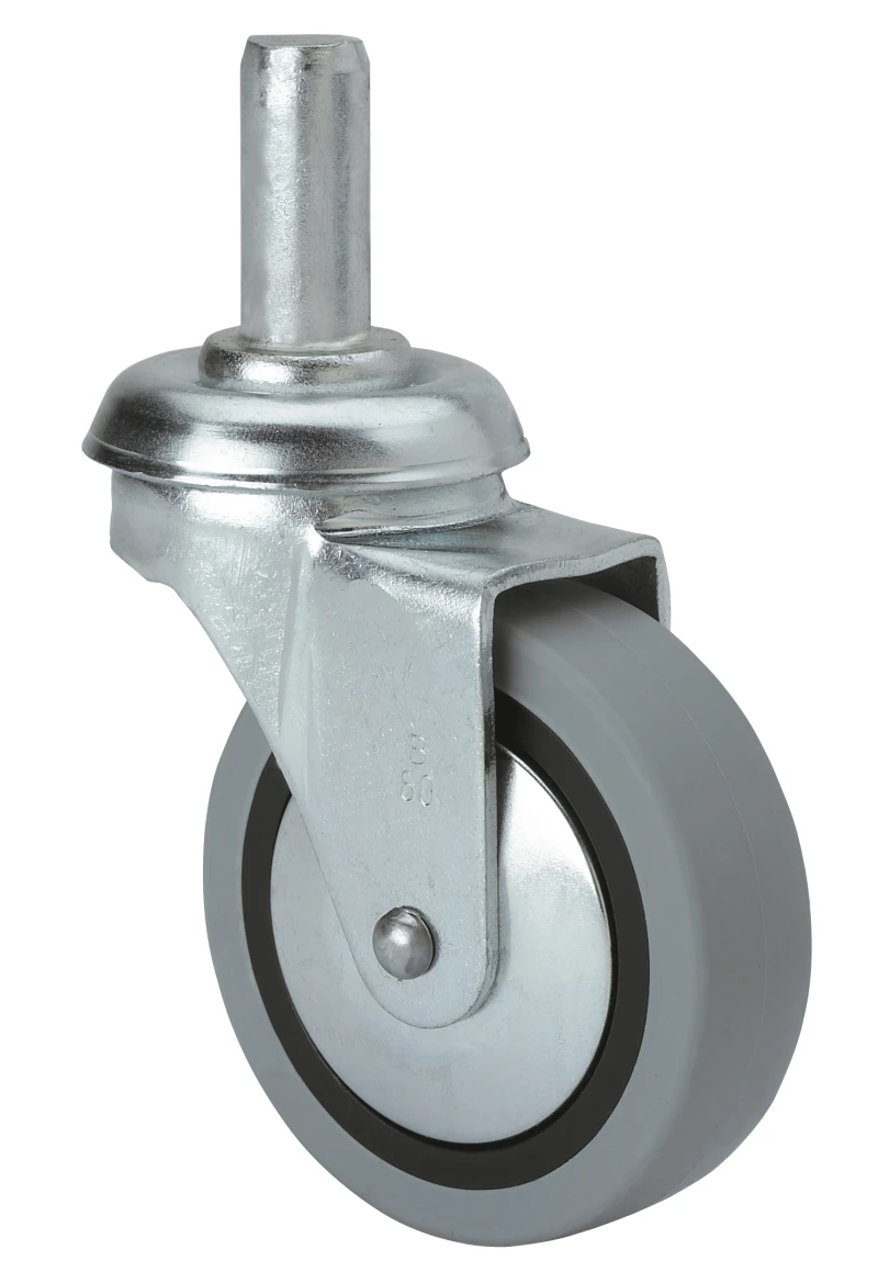 Rueda para muebles auxiliares decoración expositores espiga goma gris inyectada Alex
