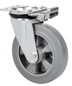 Rueda para mobiliario clínico hostelería colectividades giratoria goma termoplástica gris Alex
