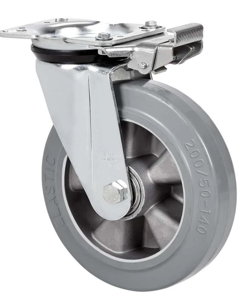 Rueda para mobiliario clínico hostelería colectividades giratoria goma termoplástica gris Alex