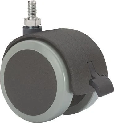 Rueda para muebles auxiliares sillas de oficina espiga roscada con freno poliuretano Alex